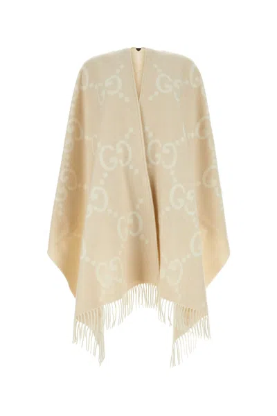 Gucci Women Embroidered Cashmere Reversible Cape In Neutral
