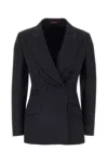 Gucci Women Black Wool Blend Blazer In Deepink