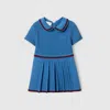 Gucci Embroidered Cotton Dress In Blue