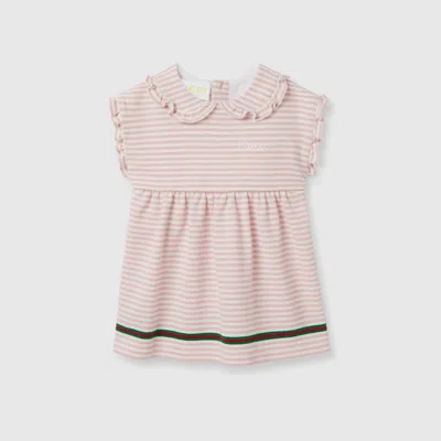 Gucci Babies' Embroidered Cotton Dress In Pink
