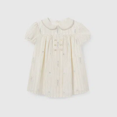 Gucci Babies' Embroidered Cotton Dress In White