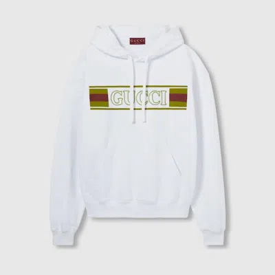 Gucci Embroidered Cotton Hooded Sweatshirt In White