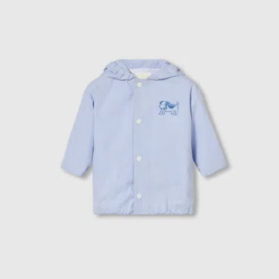 Gucci Babies' Embroidered Cotton Jacket In Blue