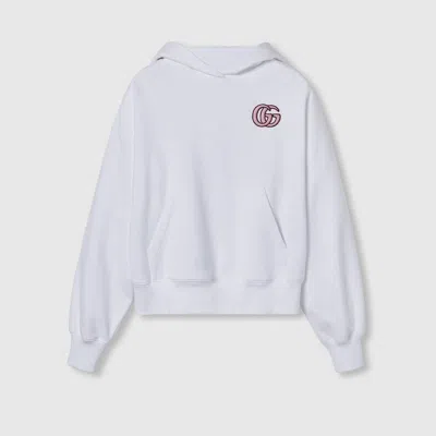 Gucci Embroidered Cotton Jersey Hooded Sweatshirt In White