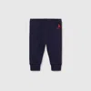 Gucci Embroidered Cotton Jersey Pants In Blue