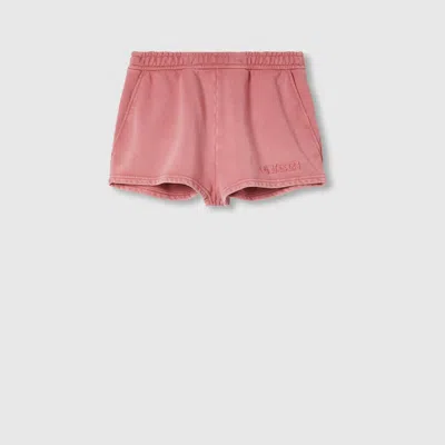 Gucci Embroidered Cotton Jersey Shorts In Pink