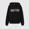 Gucci Men Black Hoodie With Embroidered Logo On The Front In Cotton Man In Black