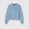 Gucci Embroidered Cotton Jersey Sweatshirt In Blue