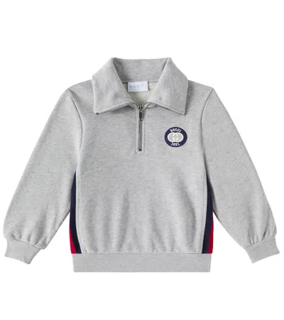 Gucci Kids' Embroidered Cotton Jersey Sweatshirt In Grey