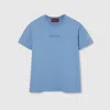 Gucci Embroidered Cotton Jersey T-shirt In Blue