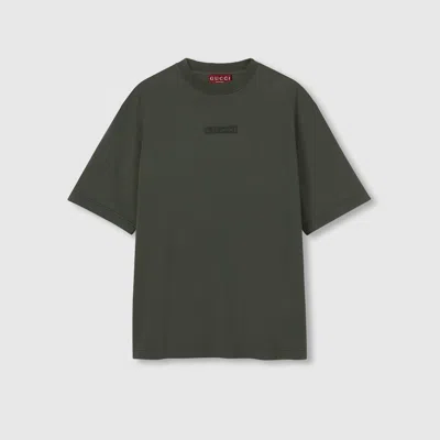 Gucci Embroidered Cotton Jersey T-shirt In Green