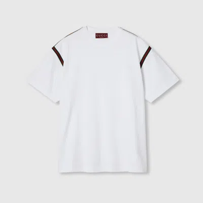 Gucci Embroidered Cotton Jersey T-shirt In White