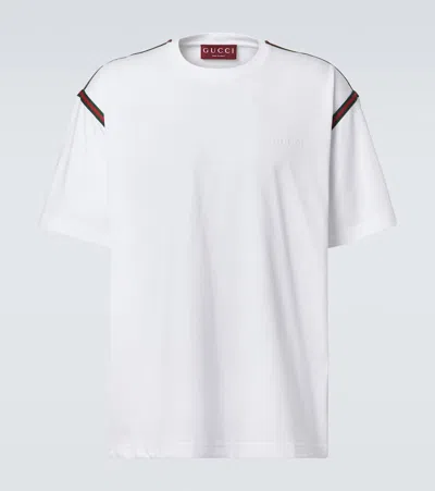 Gucci Embroidered Cotton Jersey T-shirt In White