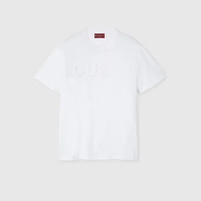 Gucci Embroidered Cotton Jersey T-shirt In White