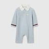 Gucci Embroidered Cotton One-piece In Blue