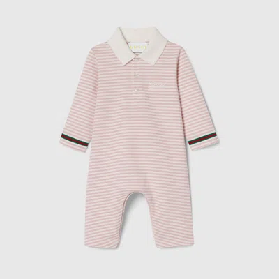 Gucci Babies' Embroidered Cotton One-piece In White