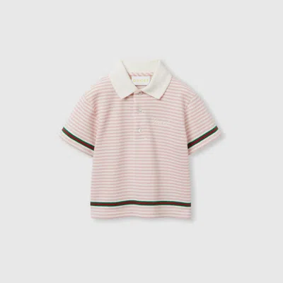 Gucci Babies' Embroidered Cotton Polo In Pink