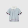 Gucci Babies' Embroidered Cotton Polo Shirt In Blue