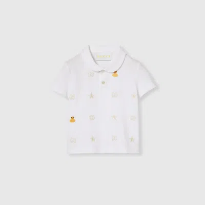 Gucci Babies' Embroidered Cotton Polo In White