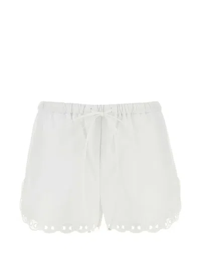 Gucci Embroidered Cotton Poplin Shorts In White