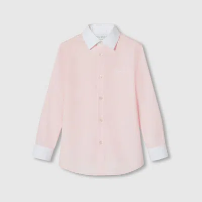 Gucci Kids' Embroidered Cotton Shirt In Pink
