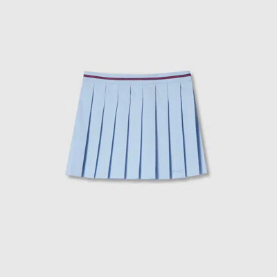 Gucci Kids' Embroidered Cotton Skirt In Blue