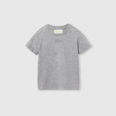 Gucci Babies' Embroidered Cotton T-shirt In Grey