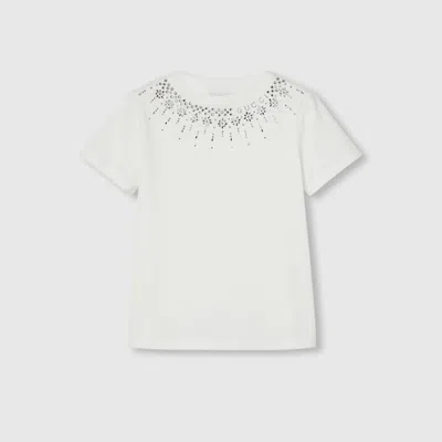Gucci Kids' Embroidered Cotton T-shirt In White