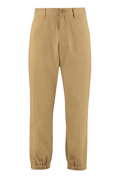 Gucci Cotton Trousers In Beige