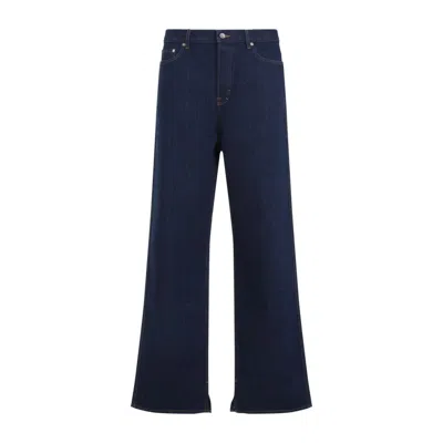 GUCCI GUCCI EMBROIDERED DARK BLUE COTTON JEANS