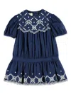 Gucci Embroidered-design Dress In Blue