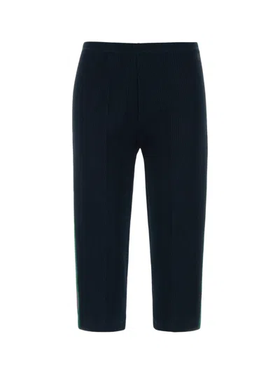 Gucci Embroidered Double G Ribbed T-shirt Trousers With Elastic Waist In Blue