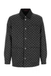 Gucci Collared Flannel Jacket Featuring Embroidered Pattern In Black