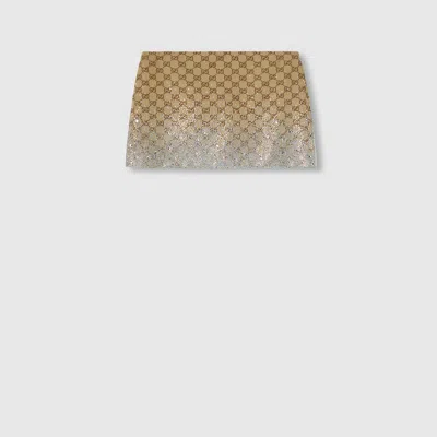 Gucci Embroidered Gg Canvas Mini Skirt In Beige