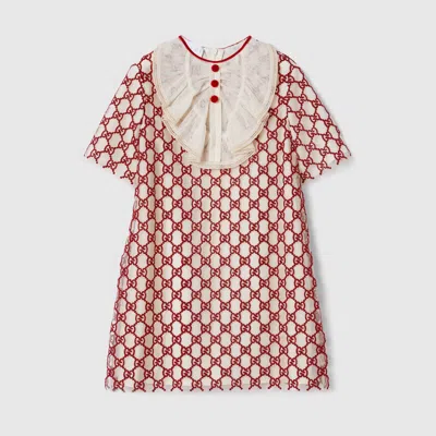 Gucci Embroidered Gg Nylon Dress In Red