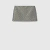 Gucci Embroidered Gg Wool Tweed Mini Skirt In Grey