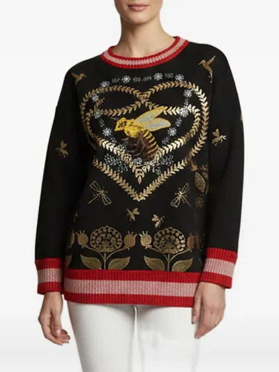 Pre-owned Gucci Embroidered Graphic-print Sweatshirt In Black