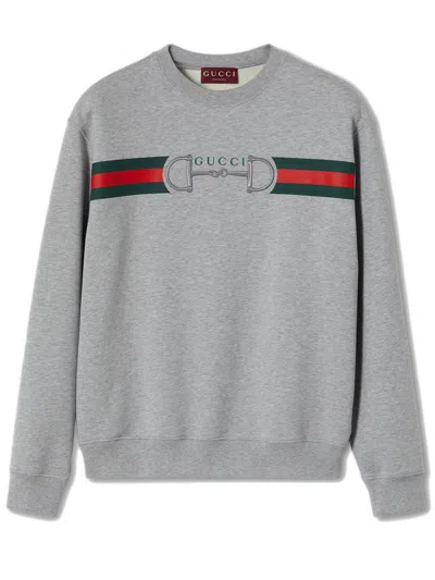Gucci Embroidered Horsebit Neck Sweater - Size M In Brown