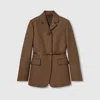 Gucci Houndstooth Wool Jacket With Embroidery In Brown