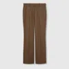 Gucci Embroidered Houndstooth Wool Pants In Brown