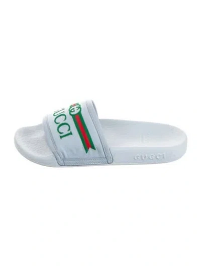 Pre-owned Gucci Babies' Embroidered Leather Slides In Multi