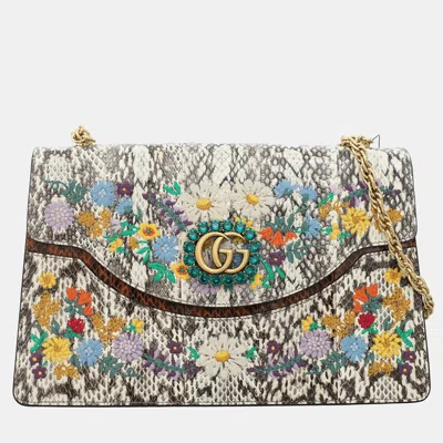 Pre-owned Gucci Embroidered Linea Ricami Shoulder Bag In Multi
