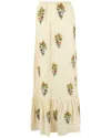 Gucci Embroidered Linen Tiered Skirt