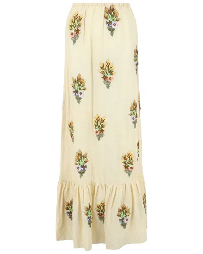 Gucci Embroidered Linen Tiered Skirt
