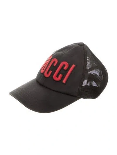 Pre-owned Gucci Embroidered Logo Baseball Cap In Black