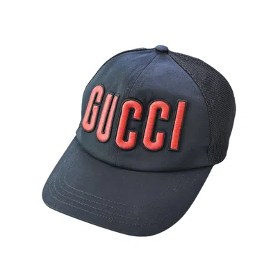 Pre-owned Gucci Embroidered Logo Baseball Cap 'black/red' | Men's Size M