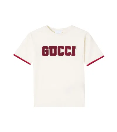 GUCCI EMBROIDERED LOGO COTTON JERSEY T-SHIRT