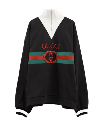 Gucci Embroidered-logo High-neck Sweatshirt In Black