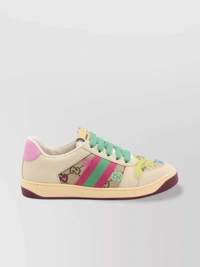 Gucci Embroidered Logo Low Top Sneaker In Multi