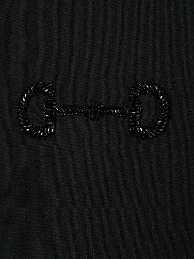 Gucci Embroidered Logo Sweatshirt In Black
